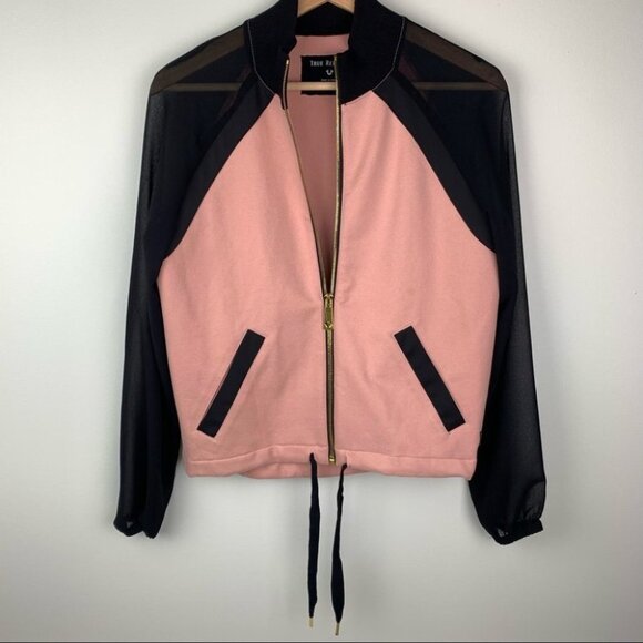 𝅺True Religion Sheer Sleeve Track  Jacket - Picture 3 of 11